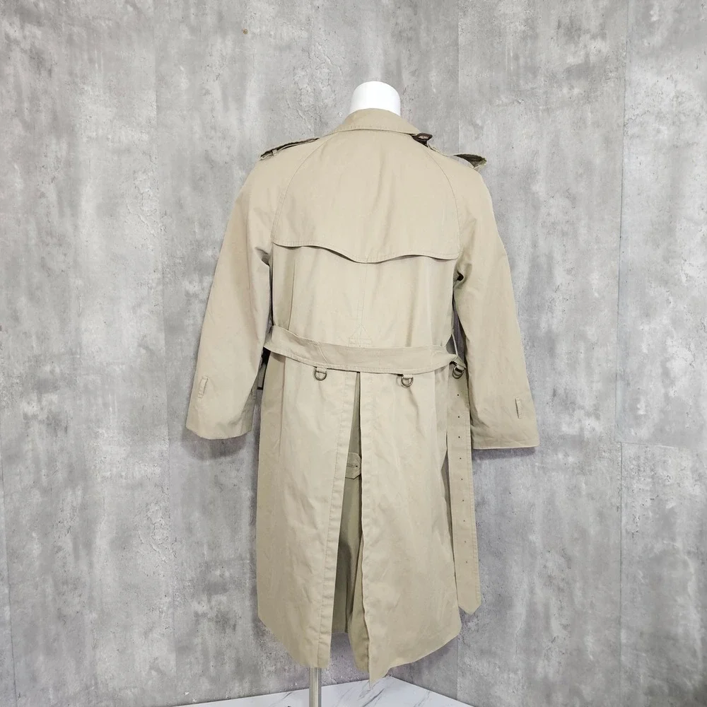 Vintage Chaps Ralph Lauren Trench Coat Tan Belted Khaki Jacket 40R‎ USA